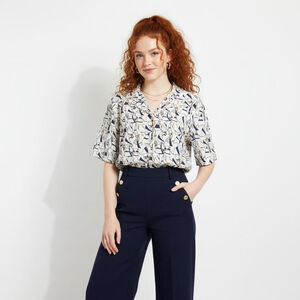 Suburban Petites Vintage Nautical Sailboat White Blue Blouse t - Size 10P